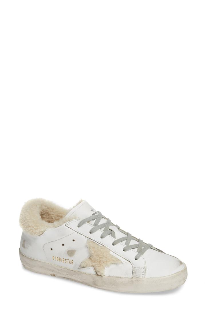 Women's Golden Goose Superstar Genuine Shearling Trim Sneaker Us / 40eu - White