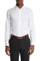 Men's Armani Collezioni Modern Fit Geometric Textured Sport Shirt, Size - White