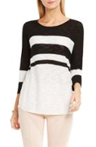 Women's Two By Vince Camuto Stripe Slubbed Top - Black