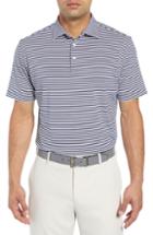 Men's Peter Millar Stripe Stretch Jersey Performance Polo, Size - Blue