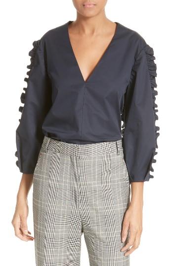Women's Tibi Satin Poplin Ruffle Top