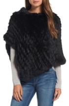 Women's La Fiorentina Genuine Rabbit Fur Poncho, Size - Black