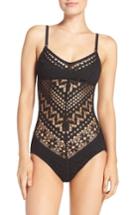 Women's Robin Piccone Mia Crochet One-piece Swimsuit - Black