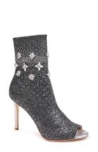Women's Badgley Mischka Vivi Peep Toe Sock Bootie .5 M - Grey
