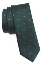 Men's The Tie Bar Dotted Hitch Silk & Wool Skinny Tie, Size - Green