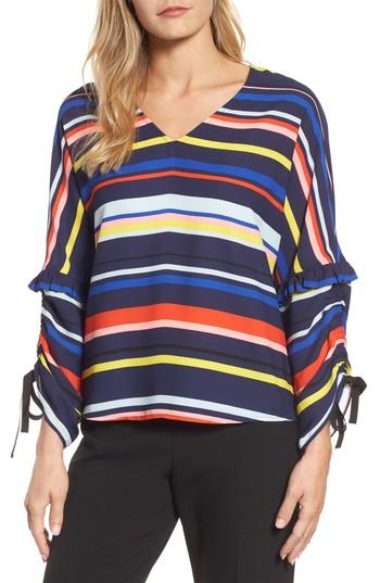 Women's Halogen Ruched Tie Sleeve Top, Size - Blue