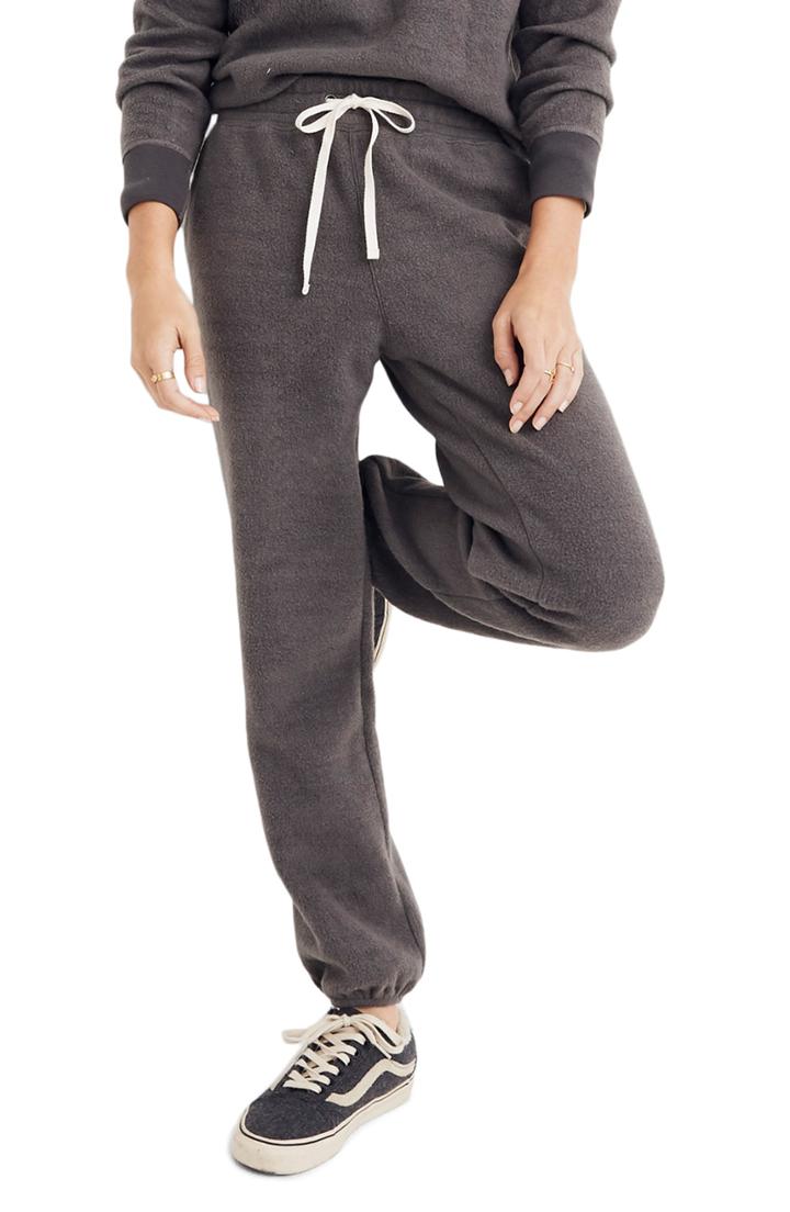 Women's Madewell Fleece Pajama Sweatpants, Size - Grey