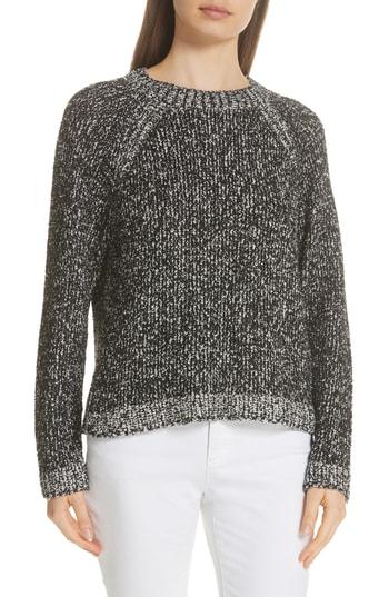 Women's Eileen Fisher Round Neck Boxy Sweater, Size - Black