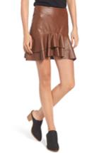 Women's Soprano Ruffle Hem Faux Leather Skirt
