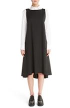 Women's Y's By Yohji Yamamoto V-back Sleeveless Wool Dress - Black