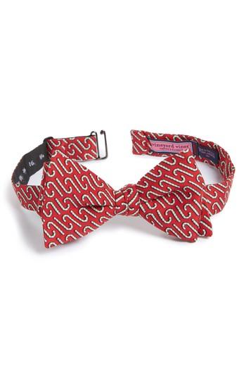 Men's Vineyard Vines Candy Cane Silk Bow Tie, Size - Red
