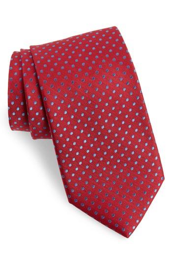 Men's Nordstrom Men's Shop Norton Dot Silk Tie, Size X-long - Red