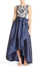 Women's Adrianna Papell Embroidered Lace & Taffeta Ballgown - Blue