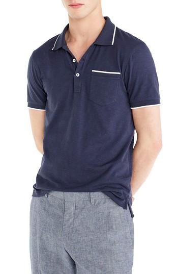 Men's J.crew Tipped Slub Jersey Polo - Blue