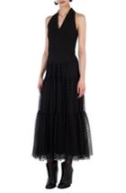Women's Akris Punto Polka Dot Tulle Velvet Maxi Dress - Black