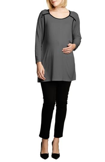 Women's Maternal America Long Sleeve Nursing Top - Grey