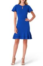 Women's Tahari Keyhole Scuba Crepe Fit & Flare Dress - Blue