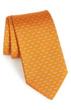 Men's Salvatore Ferragamo Falena Print Silk Tie, Size - Orange