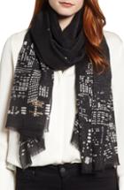 Women's Kate Spade New York Skyline Wool Blend Scarf, Size - Black