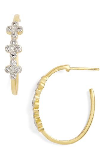 Women's Freida Rothman Visionary Fusion Pave Clover Hoop Earrings
