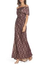 Petite Women's Vince Camuto Off The Shoulder Sequin Lace Gown P - Red