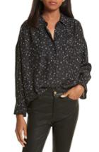 Women's Frame Flare Cuff Silk Shirt - Black