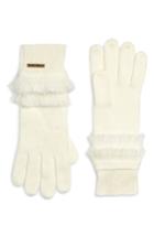 Women's Michael Michael Kors Fringe Ribbed Gloves, Size - Ivory