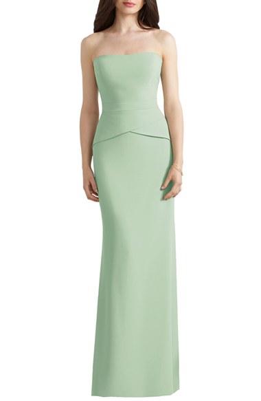 Women's Social Bridesmaids Strapless Peplum Detail Georgette Gown