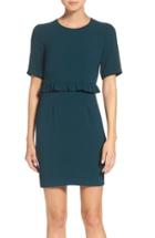 Women's Charles Henry Ruffle Crepe Sheath Dress