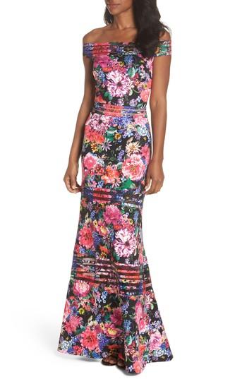 Women's Tadashi Shoji Bondi Off The Shoulder Gown - Black