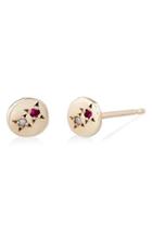Women's Scosha Juxtaposed Ruby & Diamond Stud Earrings