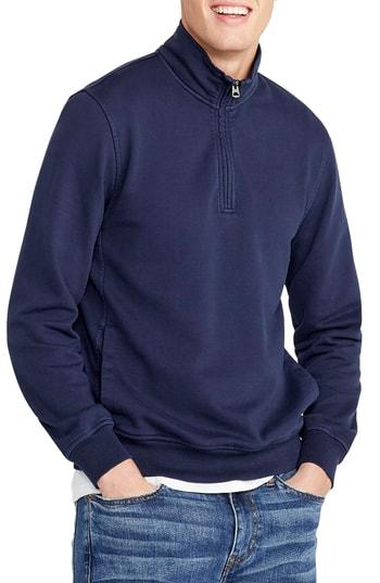 Men's J.crew Half Zip French Terry Sweatshirt - Blue