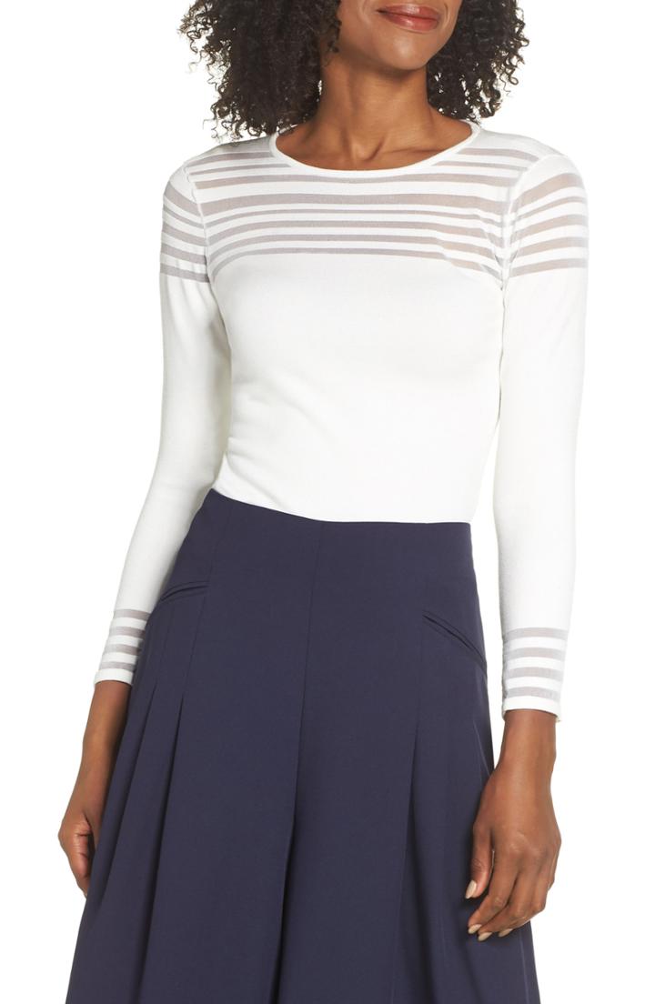 Women's Eliza J Mesh Inset Top, Size - Ivory