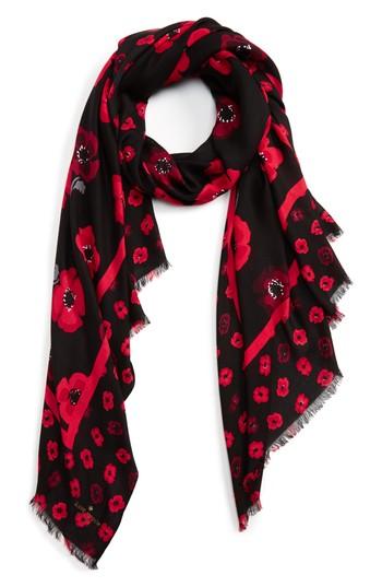 Women's Kate Spade New York Falling Poppy Scarf, Size - Red