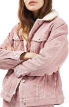 Women's Topshop Borg Corduroy Jacket Us (fits Like 16-18) - Pink