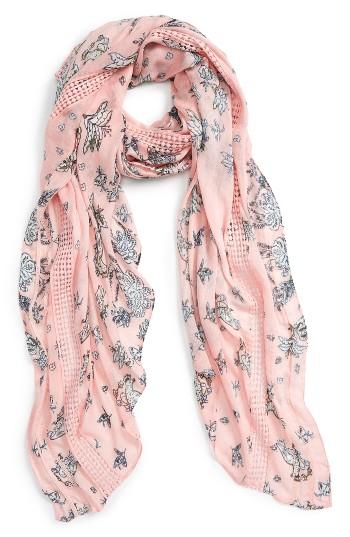 Women's Hinge Kaleidoscope Bloom Lace Inset Scarf, Size - Pink