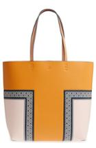 Tory Burch Block-t Stripe Leather Tote - Yellow