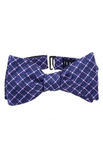 Men's Ted Baker London Superb Check Silk Bow Tie, Size - Purple