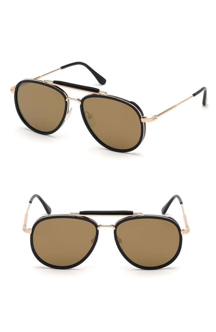Men's Tom Ford Tripp 58mm Aviator Sunglasses - Rhodium/ Grey Gradient
