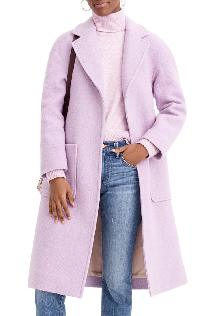 Women's J.crew Long Wrap Coat In Italian Boiled Wool - Purple