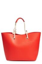 Phase 3 Rope Handle Faux Leather Tote - Red