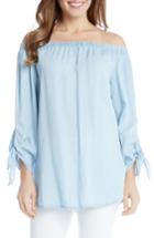 Women's Karen Kane Tie Sleeve Off The Shoulder Chambray Top