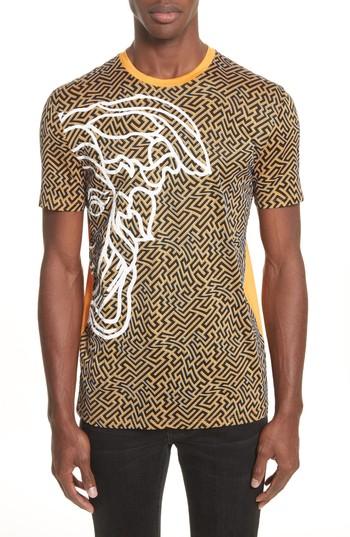 Men's Versace Collection Geo Medusa Print T-shirt - Orange