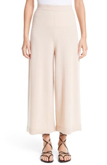 Women's Rosetta Getty Cashmere Crop Wide Leg Pants - Beige