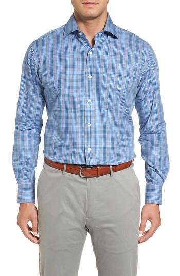 Men's Peter Millar Blackstar Regular Fit Glen Plaid Sport Shirt, Size - Blue