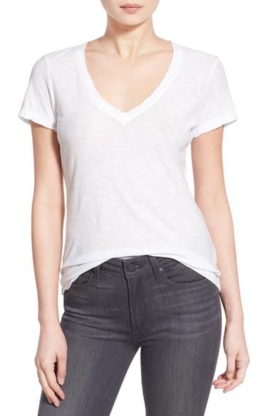 Women's James Perse Slub Cotton V-neck Tee - White