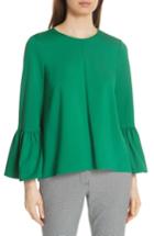 Women's Tibi Weston Knit Ruffle Sleeve Top - Green