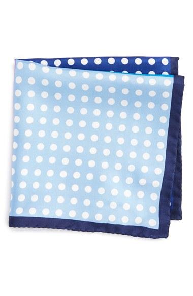 Men's Eton Dot Silk Pocket Square, Size - Blue