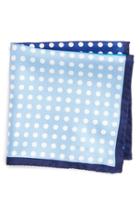 Men's Eton Dot Silk Pocket Square, Size - Blue