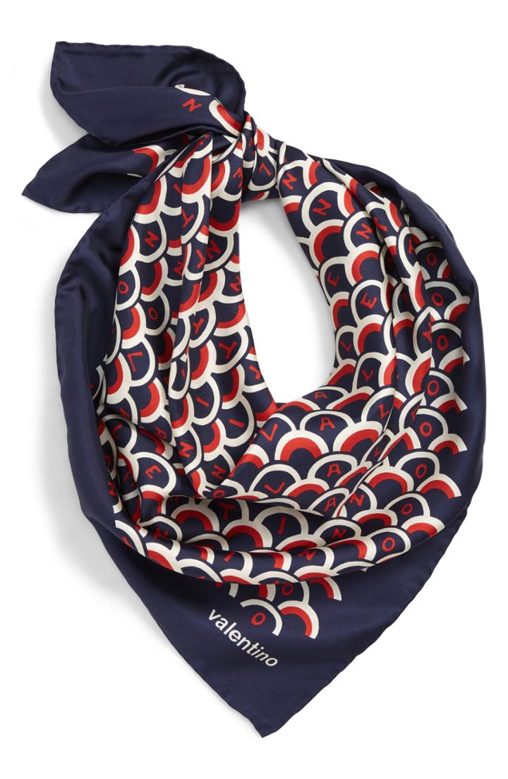 Women's Valentino Garavani Scale Silk Scarf, Size - Blue
